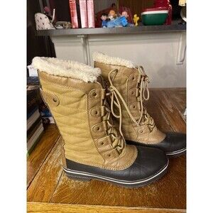 JBU Ladies' Faux Fur Lined Warm Bella Duck Boots - TAN and Brown.  Size 7